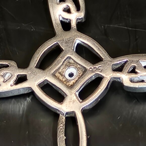 Sterling Silver Celtic Cross Emerald Green Colored Birthstone 19" Chain 925 - Picture 3 of 5